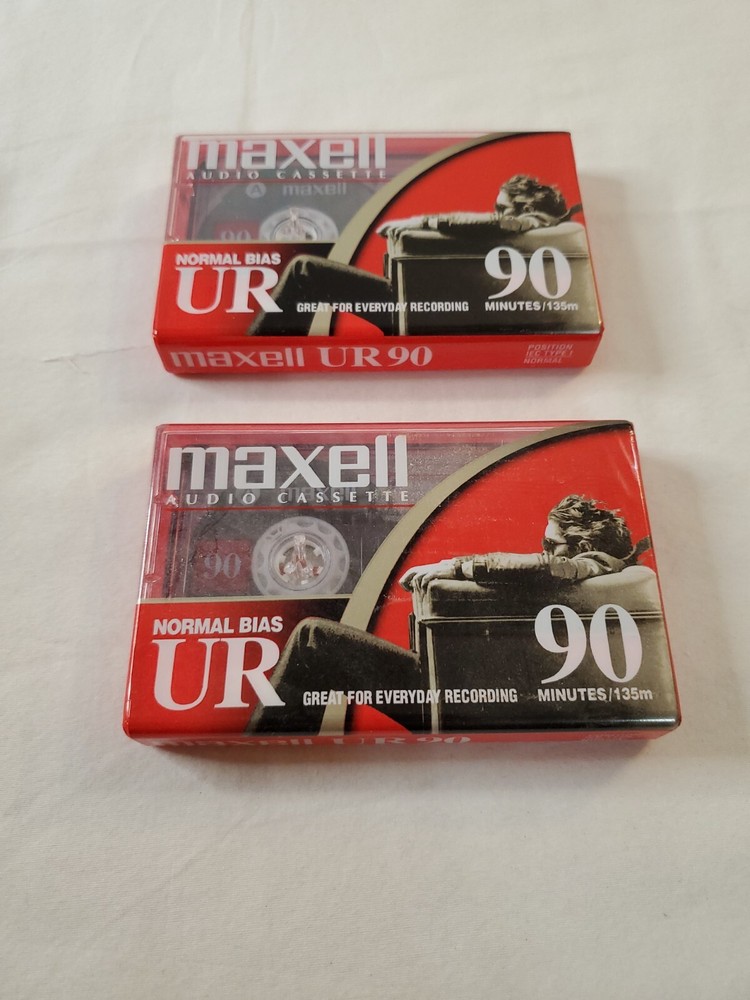 NOS Maxwell UR 90-Minute Normal Bias Audio Cassette Tapes Lot of 2 Sealed