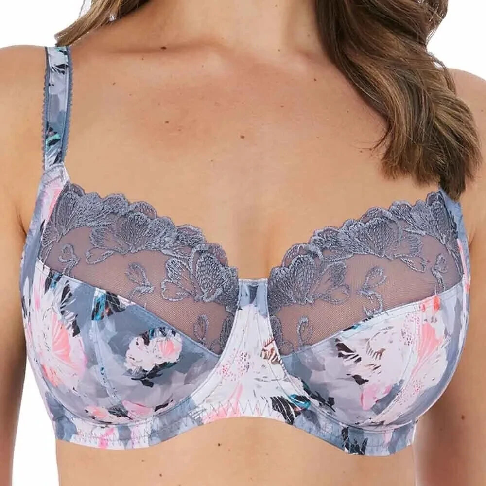Fantasie Corryn Bra Smokey Blue Floral Size 30F Underwired Full Cup Side Support