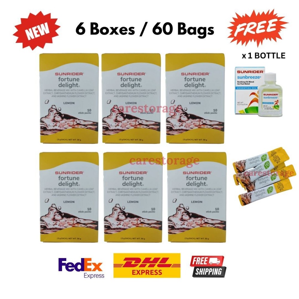 60 Bags Sunrider Fortune Delight Lemon Concentrated Herbal Tea 0.10oz / 3g Each