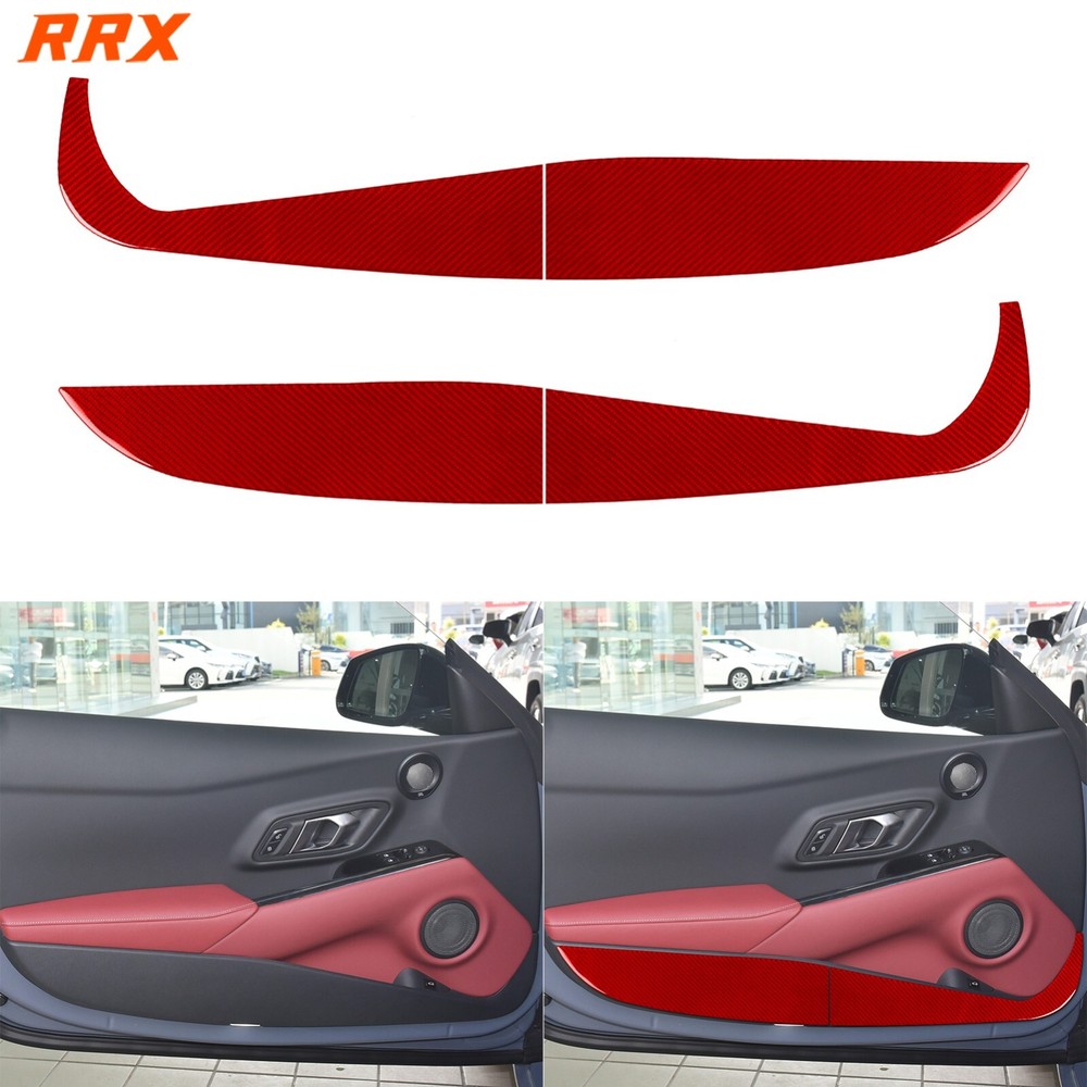 Red Carbon Fiber Interior Door Panel Cover For Toyota GR Supra A90 MK5 2019-2022