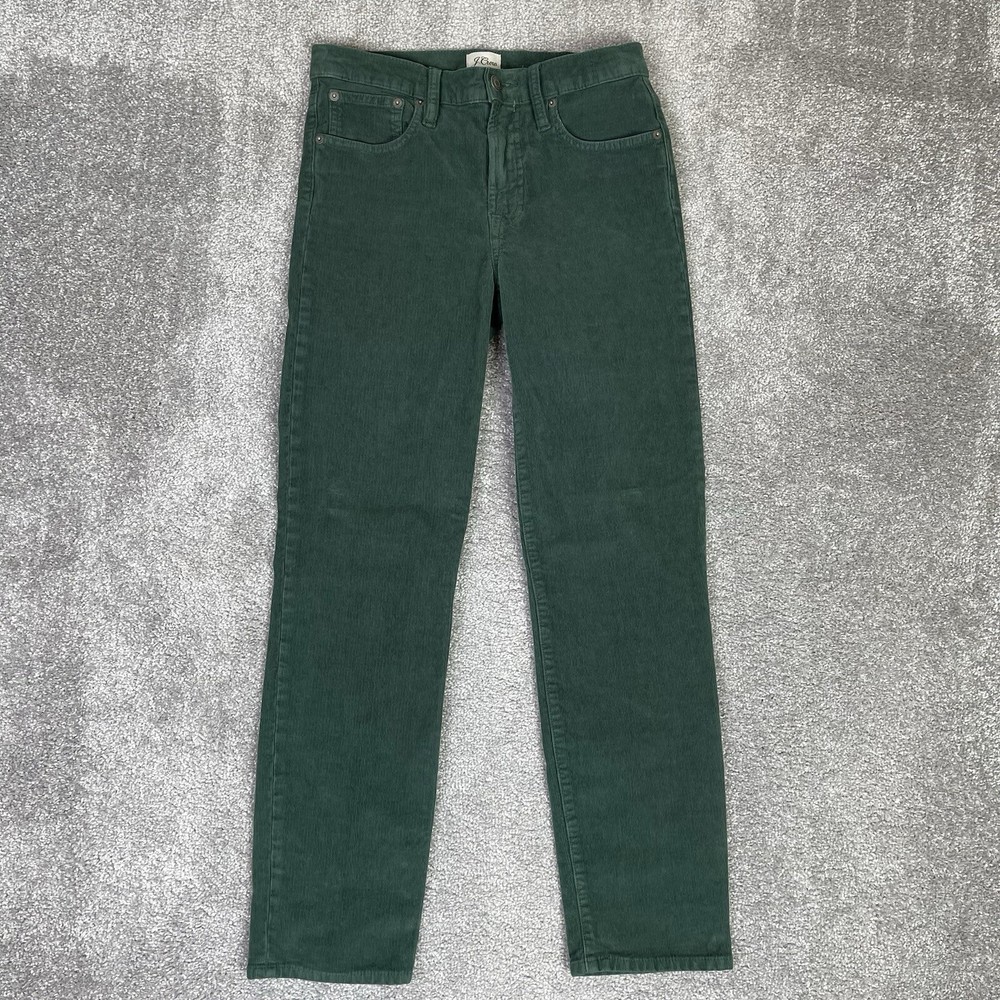J. Crew Pants Women's 26 Green Slim Straight Corduroy Mid-Rise Stretch Preppy