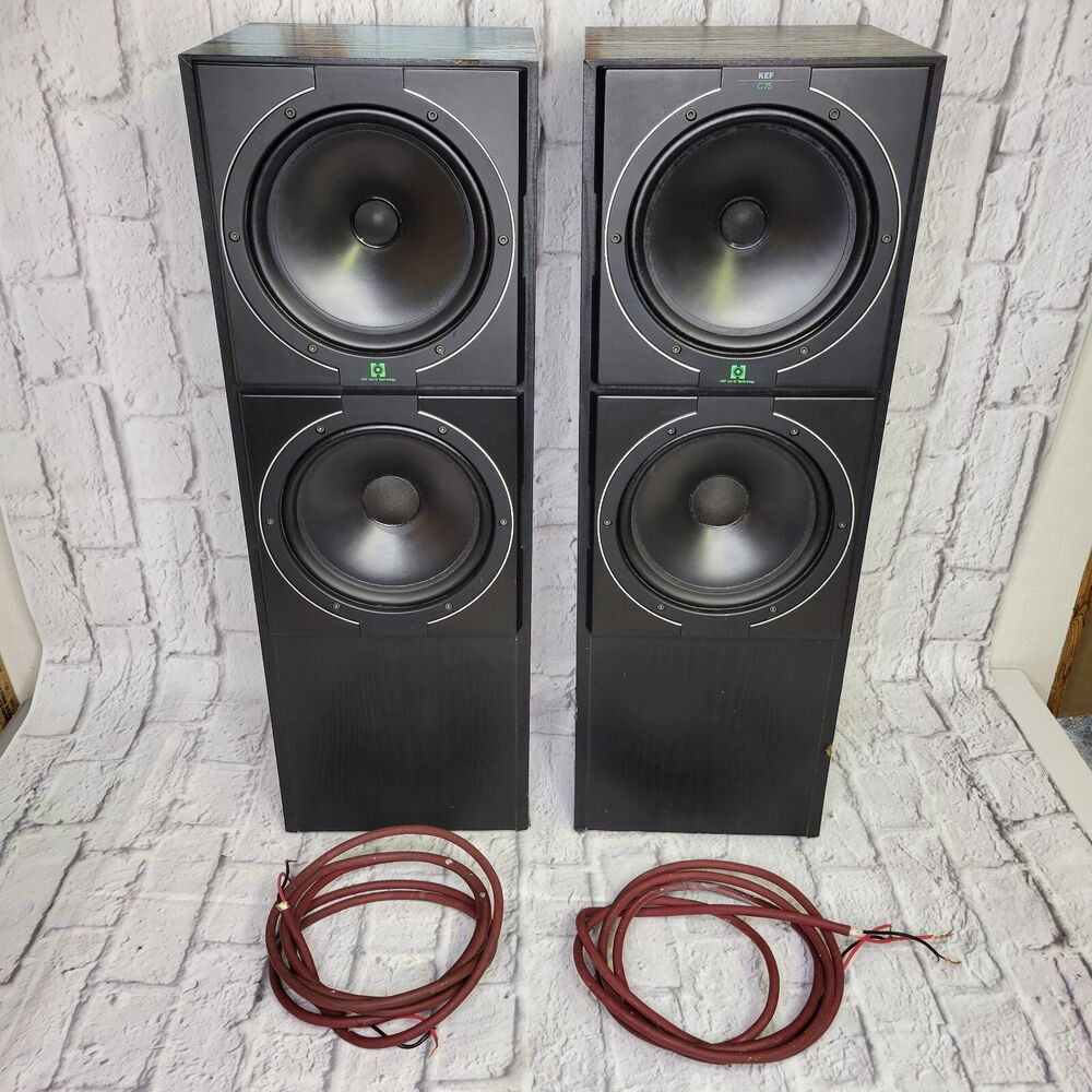 Vintage KEF C75 Uni-Q Technology Speakers Floor Standing 29in Cables Works 100%