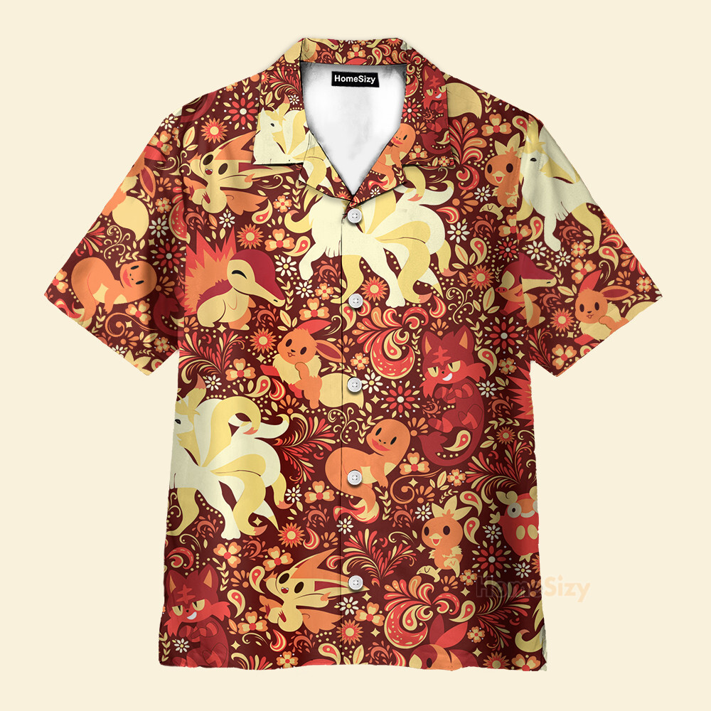 Ninetales Pokemon Seamless Pattern   Hawaiian Shirt