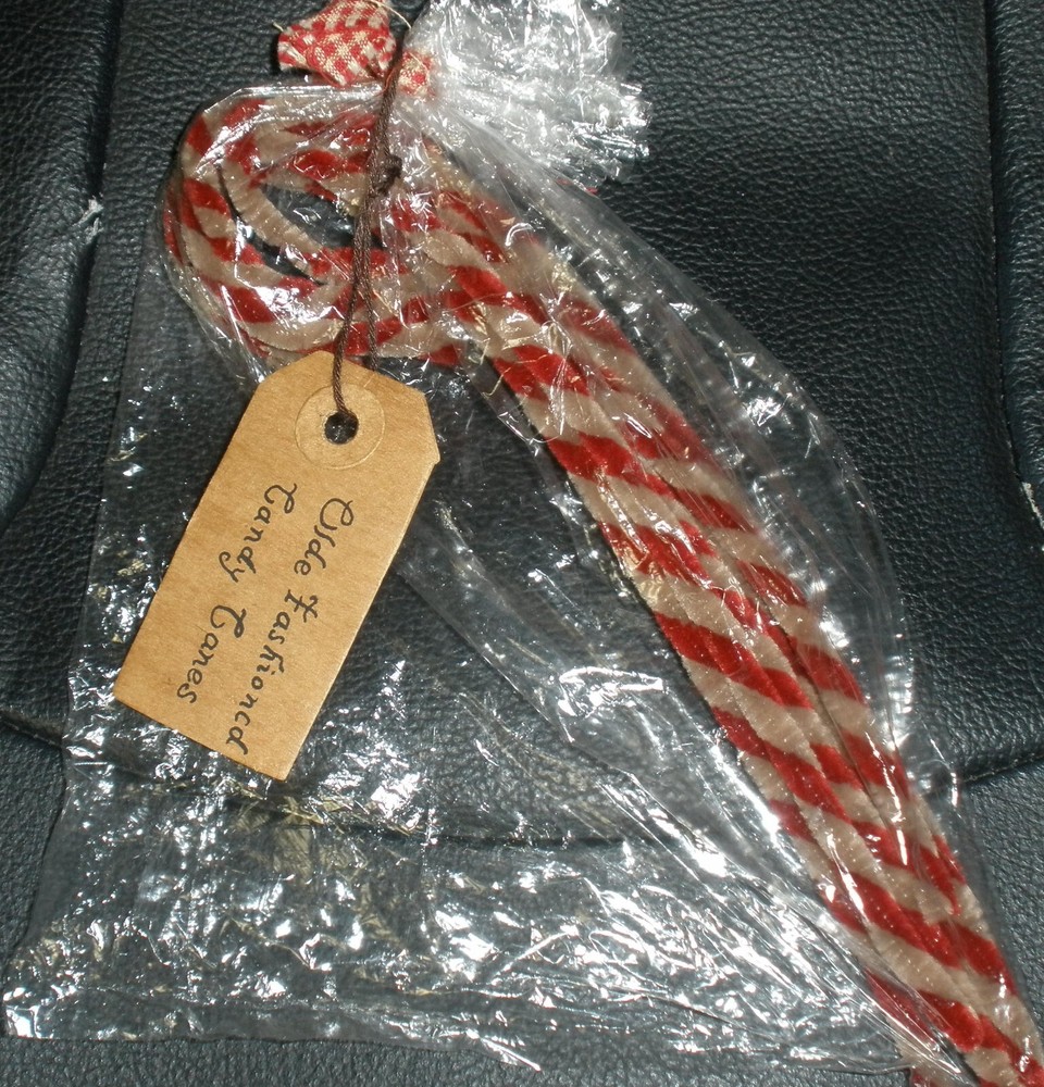 Vintage Chenille Candy Cane Bundle - Set of 6 with Classic Holiday Tags by Honey & Me