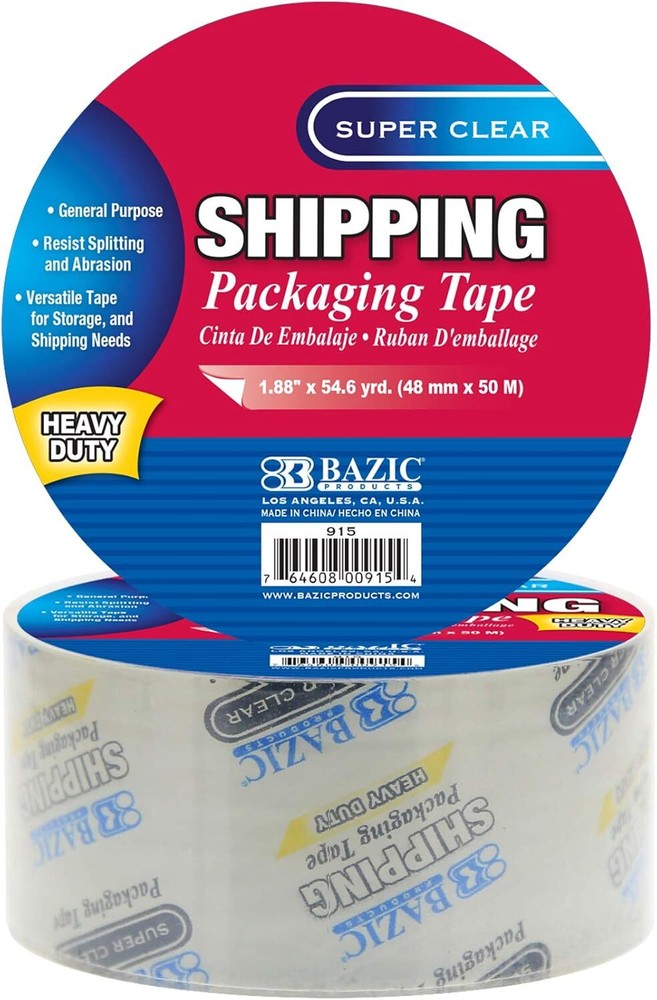 BAZIC Super Clear Heavy Duty Packing Tape 1.88