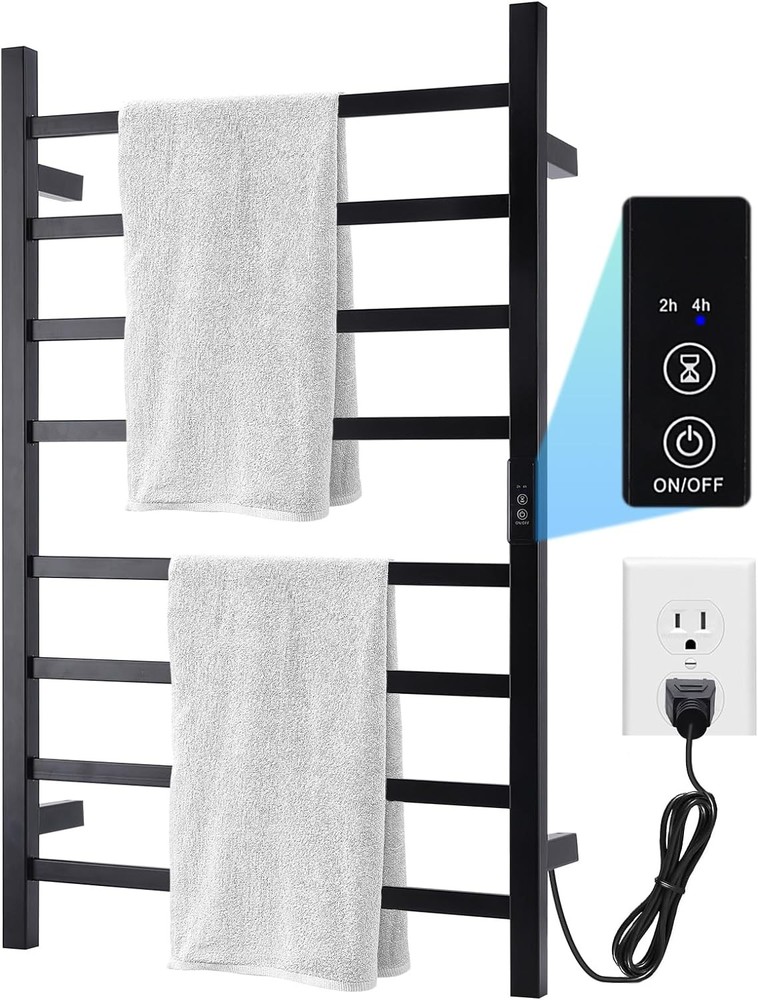 Towel Warmer Heated Bar-Rack - Nopwer Bathroom Wall Mounted 8 Bars