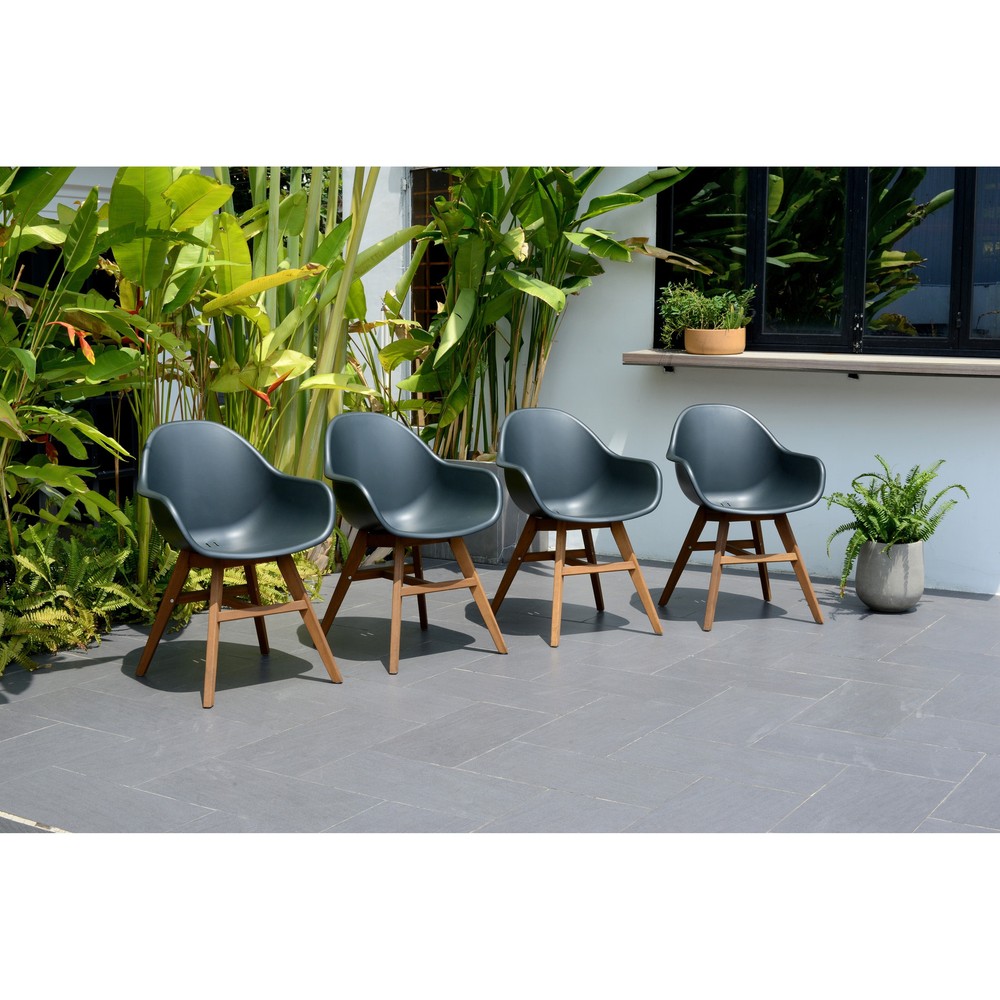 Amazonia Jade 4-Piece Outdoor Patio Dining Chairs Set - 4pc Black Arm Chair With