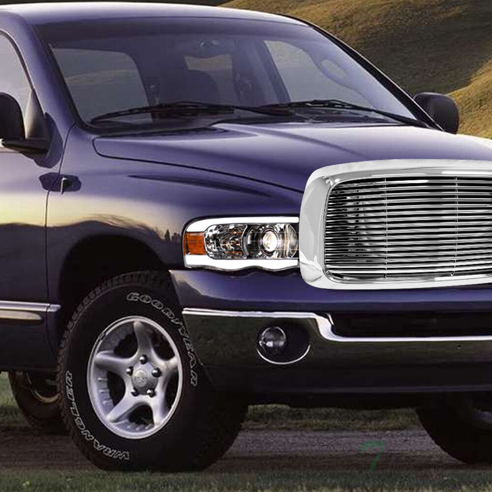 TLAPS For 02-05 Ram Chrome LED Strip Projector Headlights Amber+Horizontal Grill