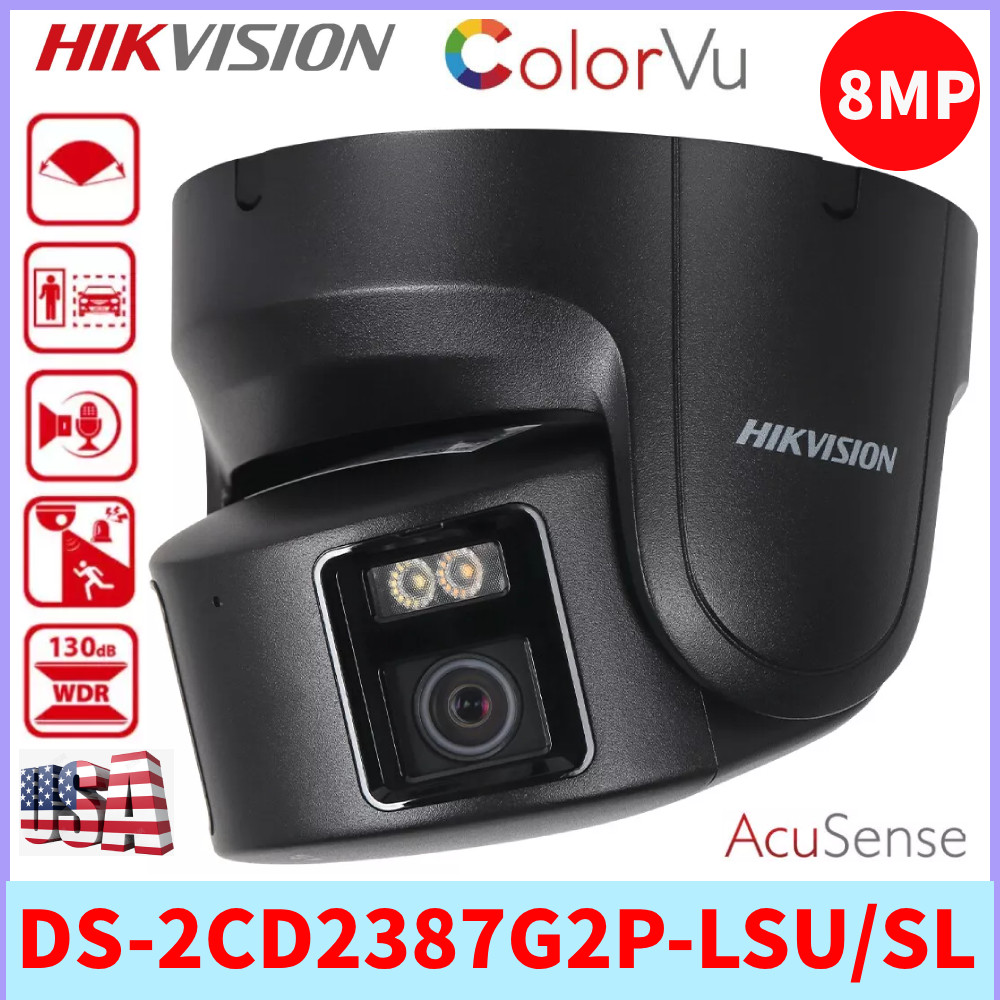 Hikvision DS-2CD2387G2P-LSU/SL 8MP ColorVu 180° Panoramic 2-Way Audio Camera US