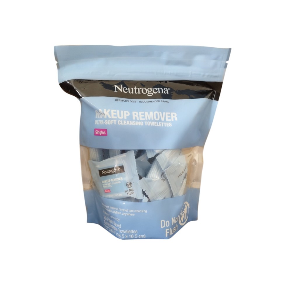 Toallitas desmaquillantes Neutrogena, 20 toallitas faciales diarias envueltas individualmente