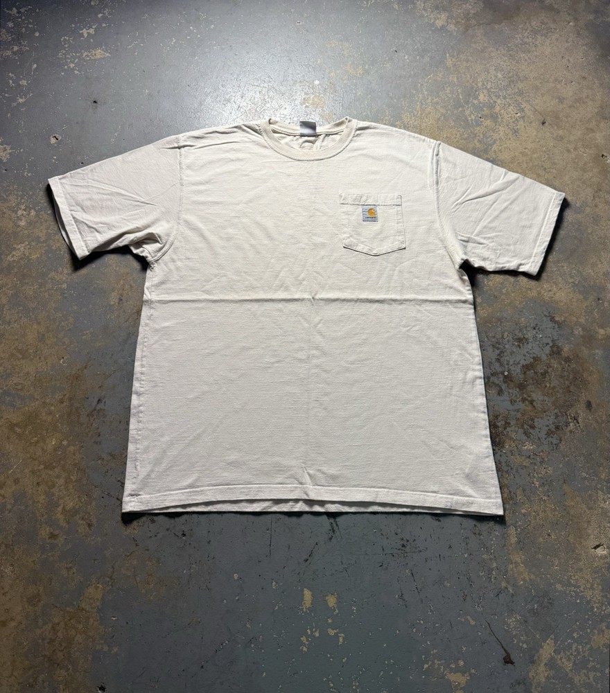 Vintage 90’s Carhartt Y2K Tan Essential Basic Picket Tee Shirt-Size L