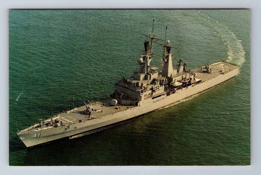 USS Arkansas CGN-41 Missile Cruiser Antique Vintage Transportation Postcard