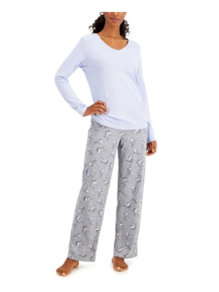 CHARTER CLUB Intimates Gray Floral Sleepwear Sleep Pants S