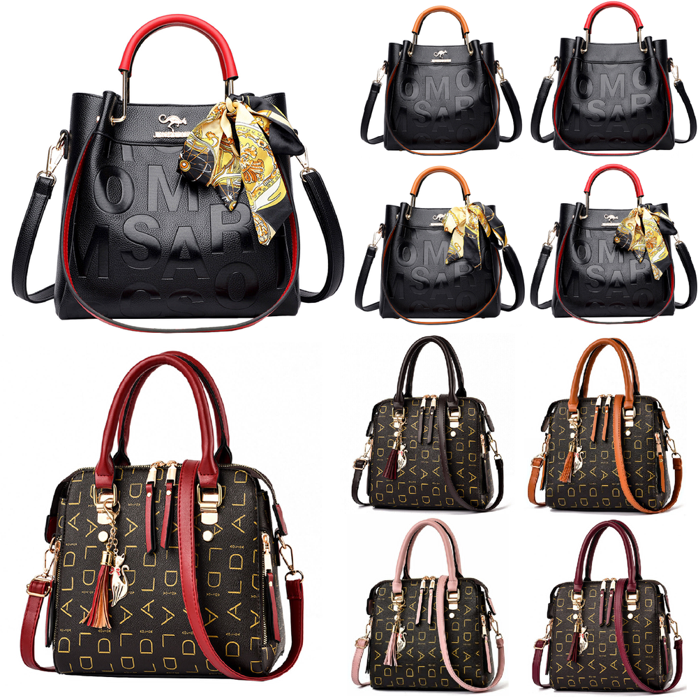 Women Leather Handbags Messenger Shoulder Bags Tote Satchel Purse Letter Print