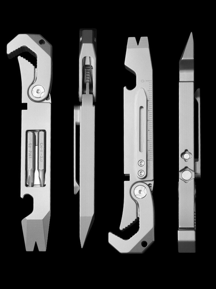 TC4 Titanium Crowbar Pry Bar Wrench Spanner EDC Tool Bottle Opener Clip Gift Toy