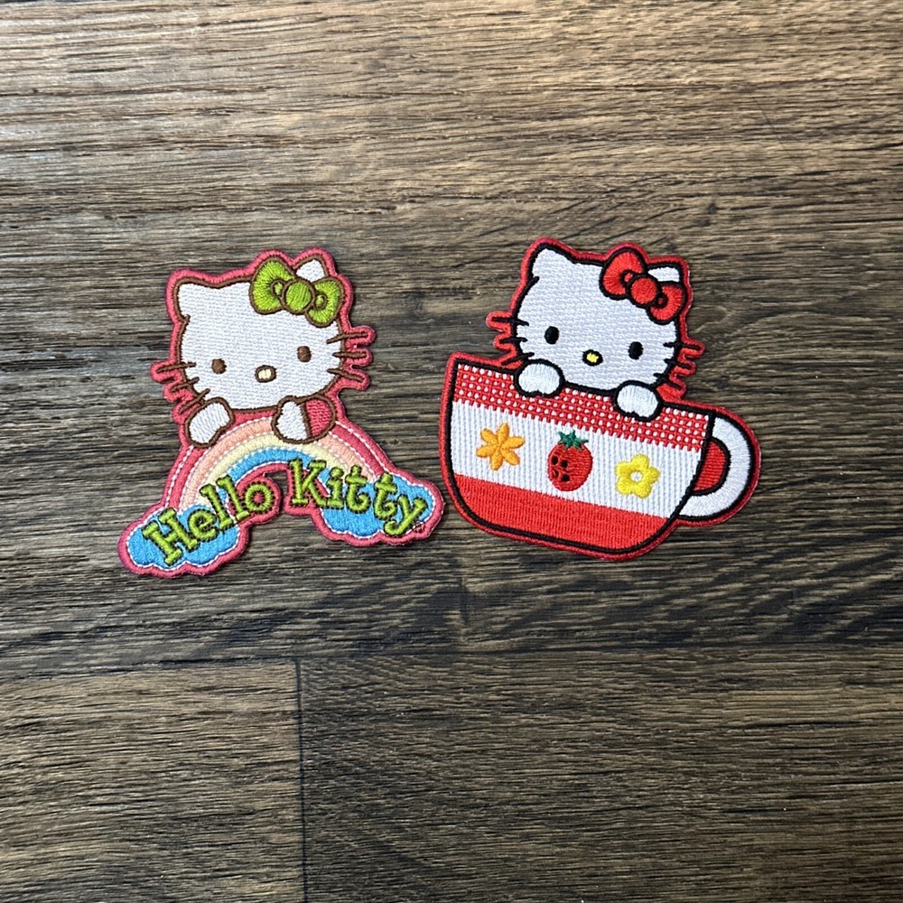 Set Of 2 Hello Kitty Iron On Embroidered Patches