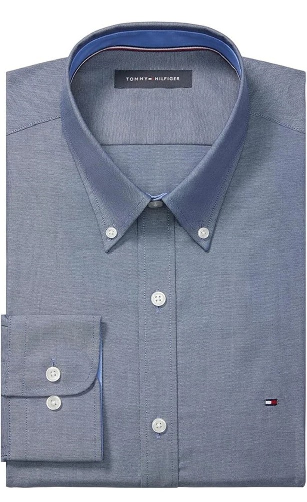 Tommy Hilfiger Mens Slim Fit Dress Shirt in Peacoat Size 17 34-35