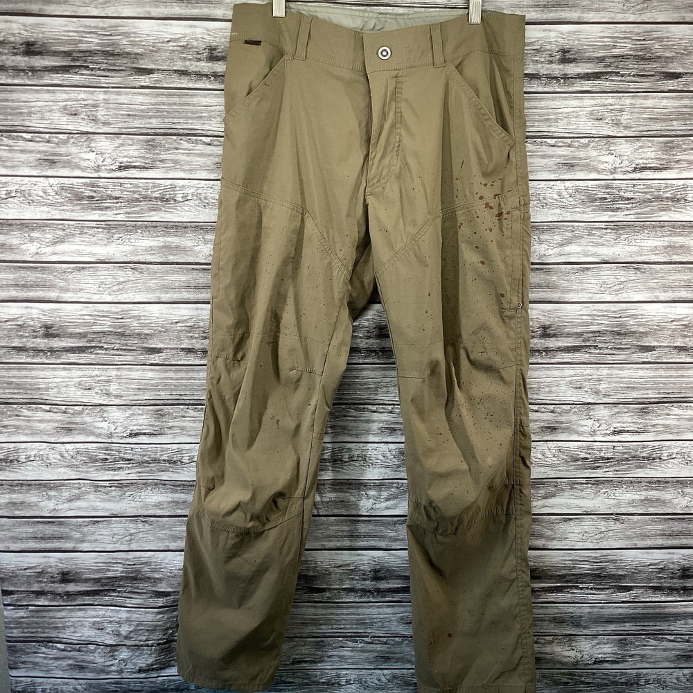 KUHL Renegade Pants for Men 34x31 Beige Nylon Stretch Hiking Climbing Outdoor Adventure