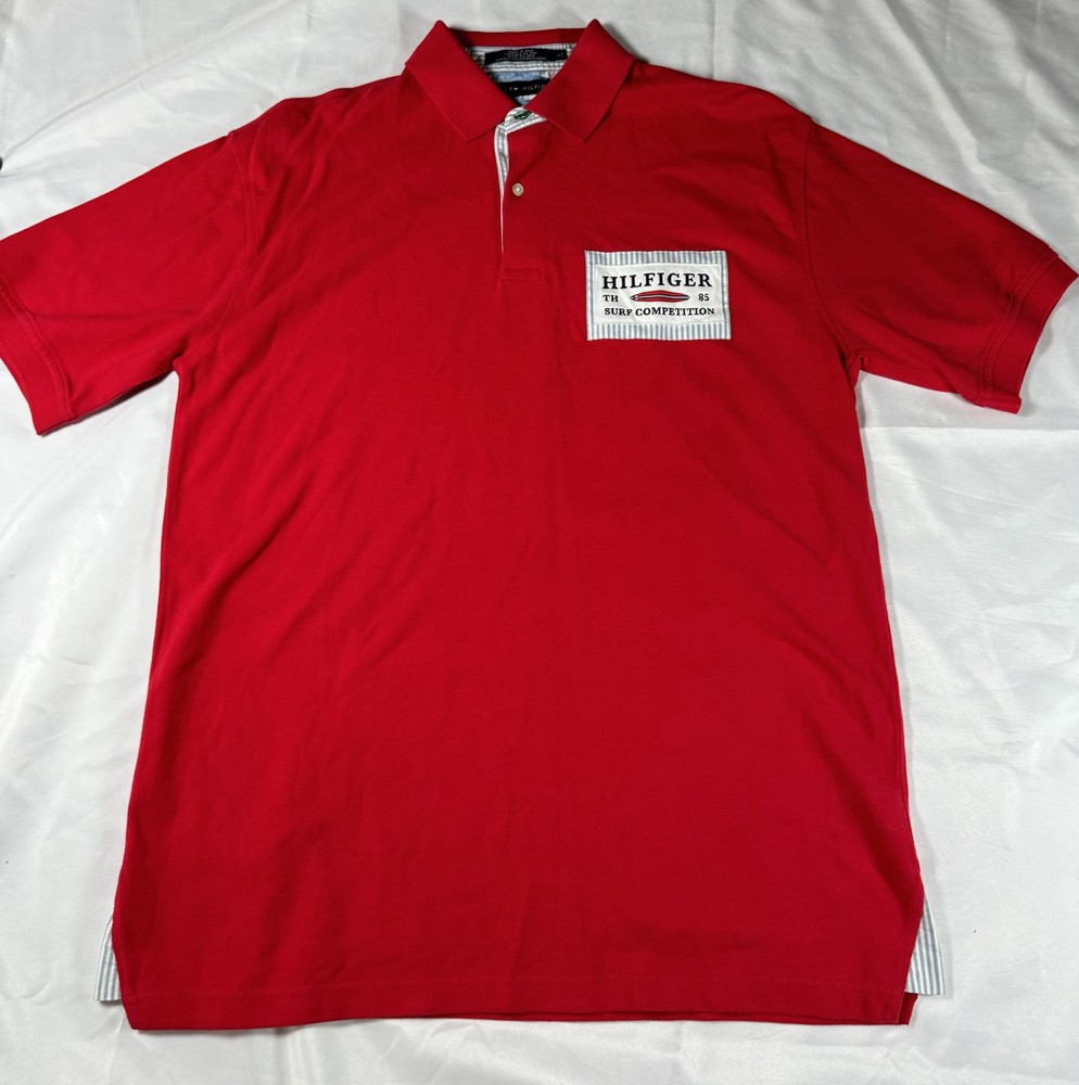 Vtg 2002 Men's Tommy Hilfiger Annual Surf Competition Polo Size L Patch Woodie
