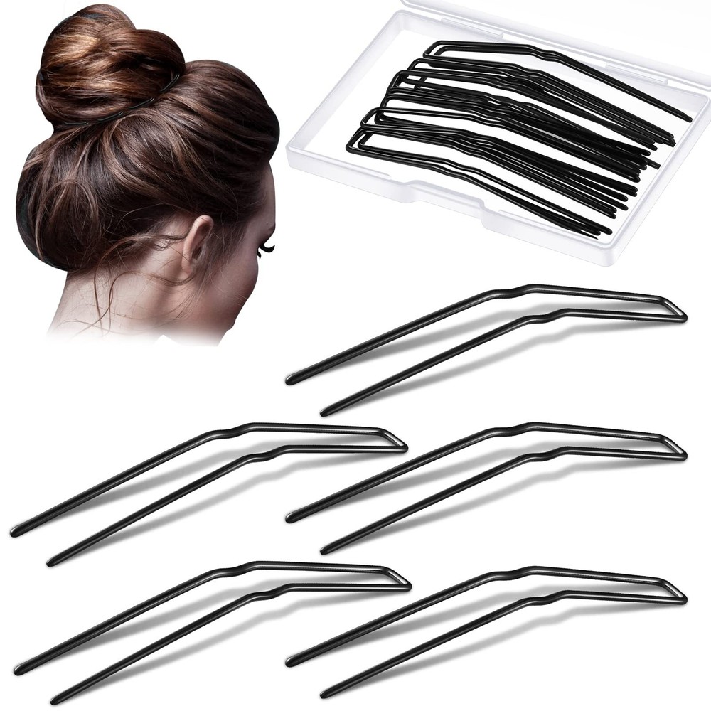 36-Count Black U-Shaped Hair Pins for Updos and Buns, 3-Inch Bobby Pins for Women