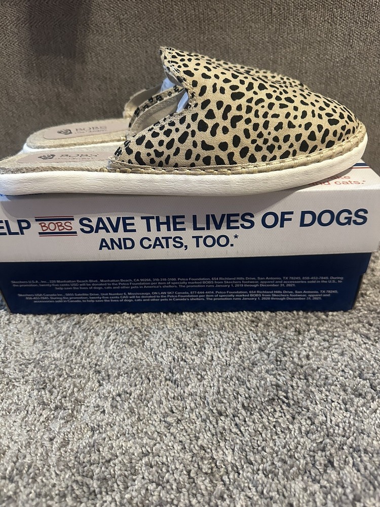 Bobs Skechers Womens Leopard Print Slip On Mules Size 9