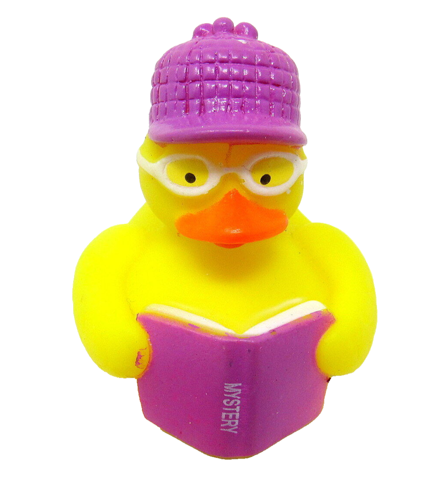 Lavender Sherlock Rubber Duck 2 Inch Squirter with Hat Mystery Book Theme US Seller