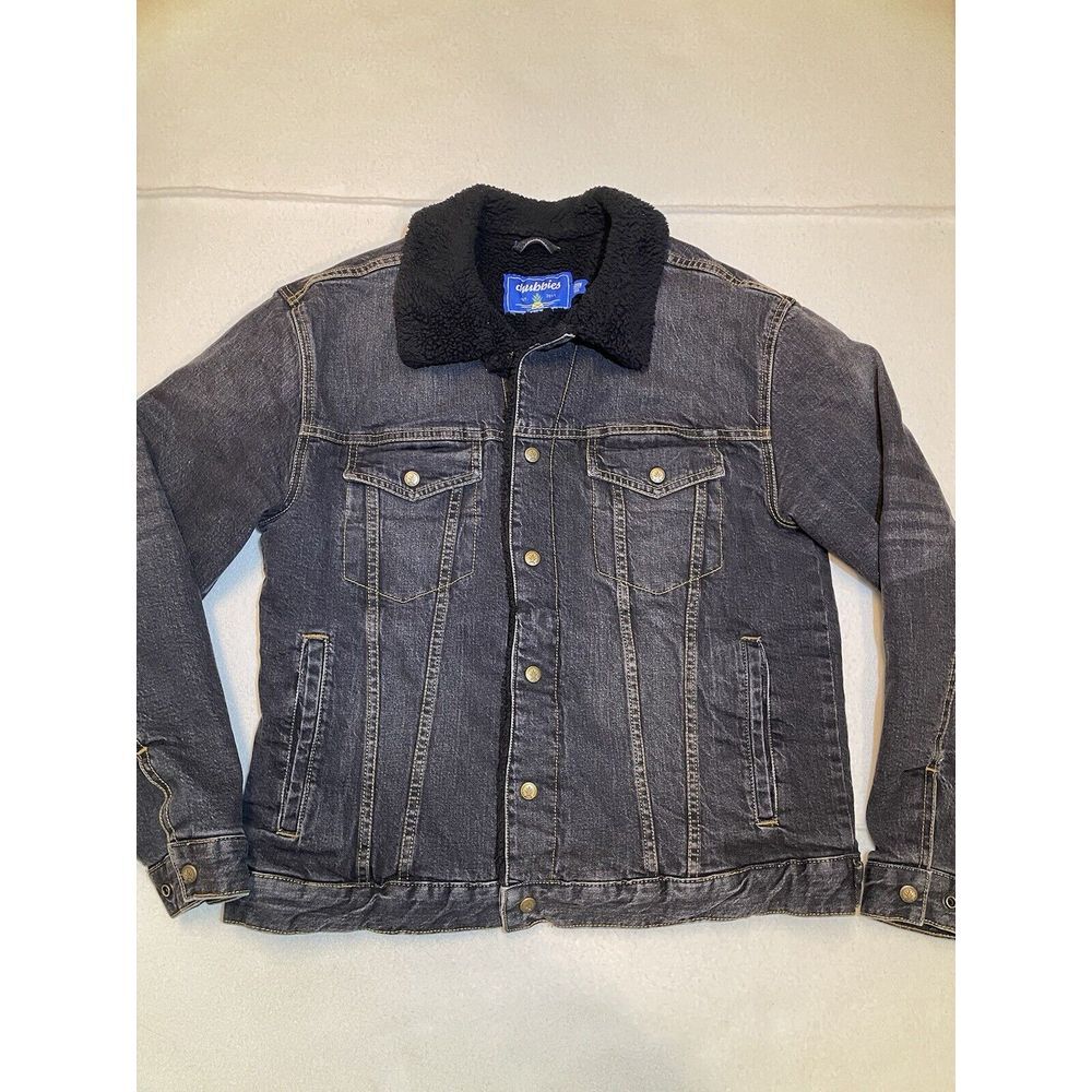 Chubbies Denim Jean Jacket Sherpa Lined Mens Size M Trucker Black Harvester