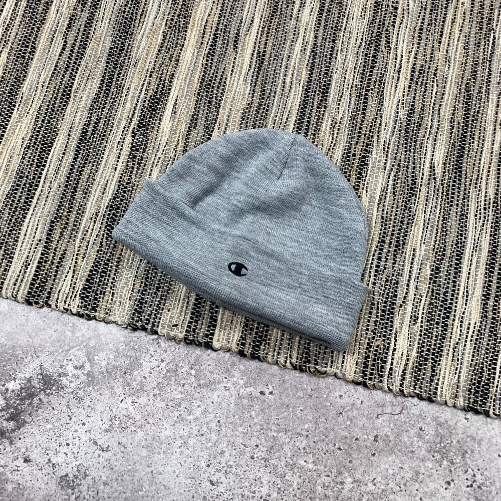 90s Vintage Champion Grey Beanie Winter Hat One Size Fits All