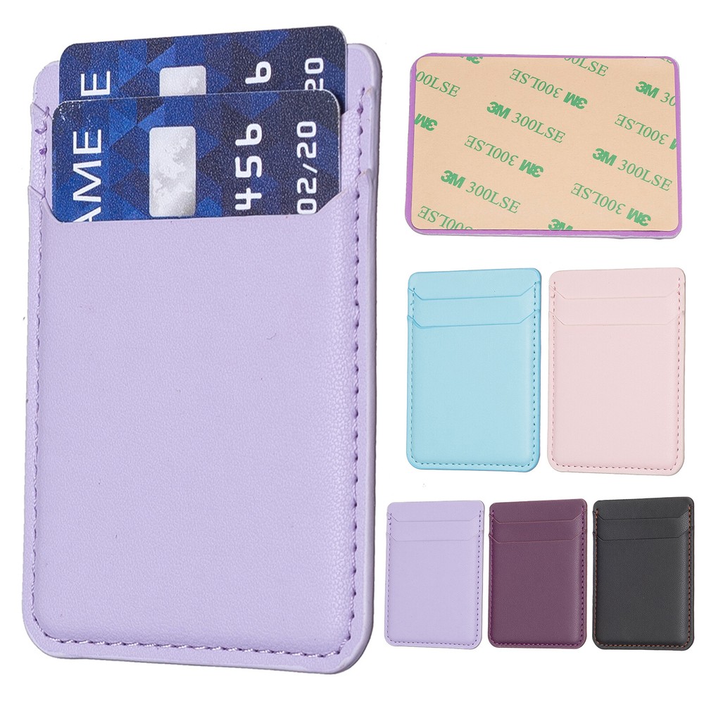 Stick-On Leather Credit Card Wallet Adhesive Pocket for Cell Phone  -image