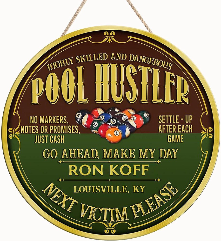 Custom Billiards Room Billiards Club Printed Wood Sign, Pool Room Decor Bar Sign