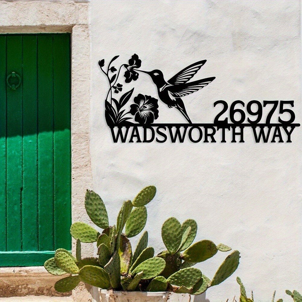 Customizable Metal Bird Surname Sign - Art Deco Black Iron Wall Art