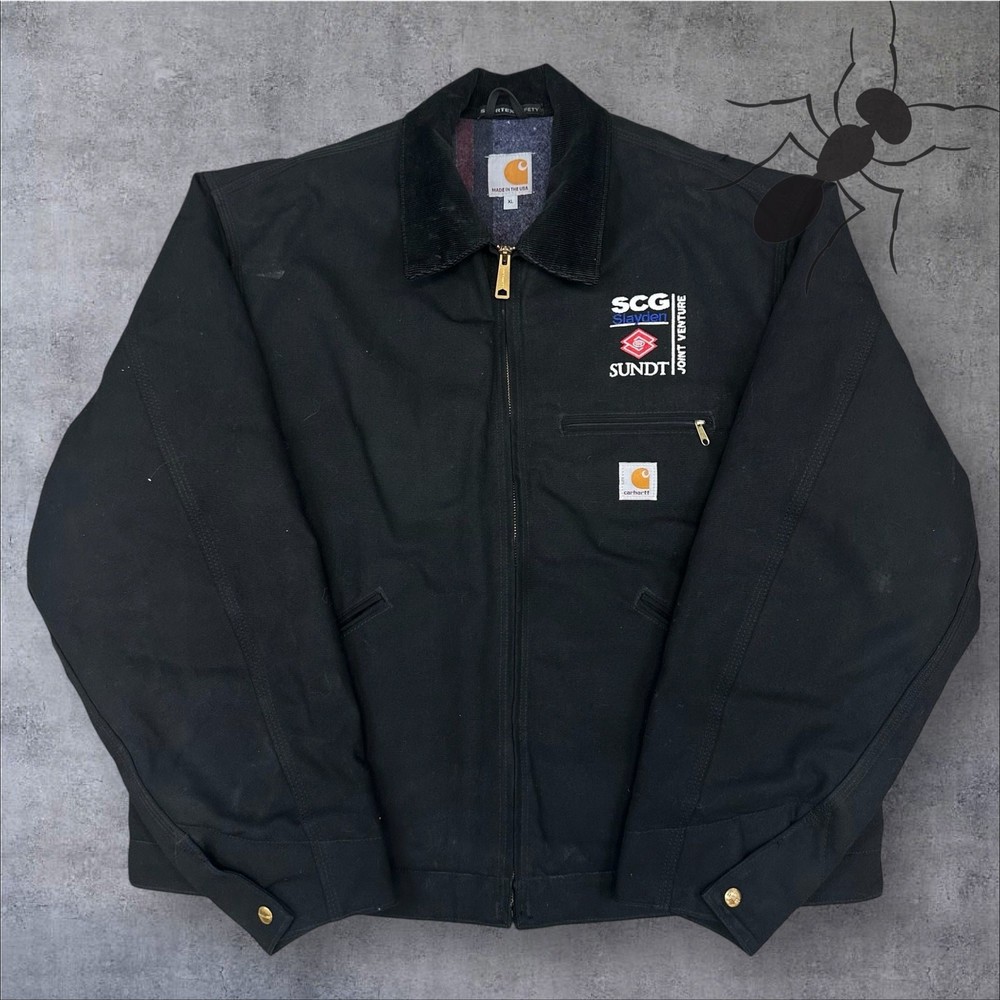 Vintage Y2K Black Carhartt Detroit Work Jacket 90s Streetwear