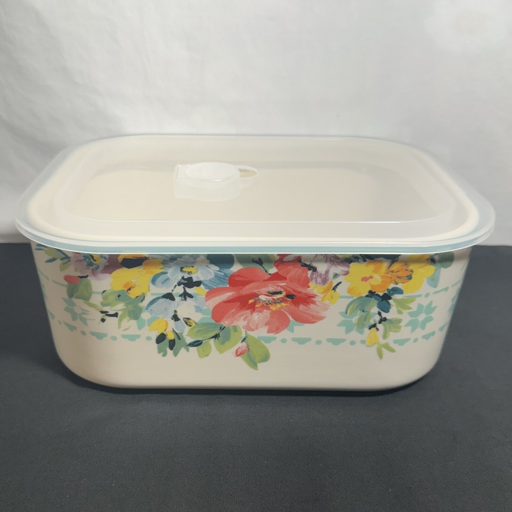 Pioneer Woman ~ Ceramic Food Storage Container ~ Sweet Romance Pattern ~ Large