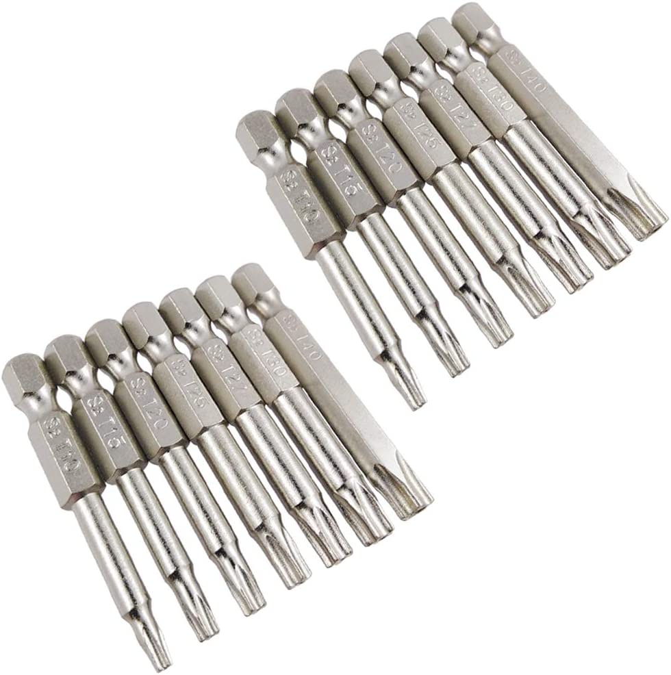 Wolfride 2 Set of 7Pcs 5 Point Torx Security Bits Magnetic 5 Point Star Tamper P