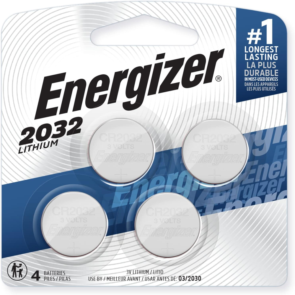 Energizer CR2032 Batteries 4 Pack, 3V Lithium Coin Batteries with Child Shield