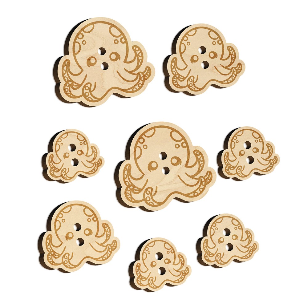 Kawaii Octopus Wood Buttons for Sewing Knitting Crochet DIY Craft