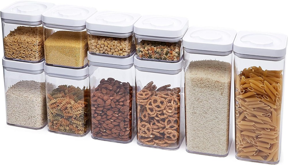 10-Piece Airtight Square Food Storage Containers with Lids for Essentials
