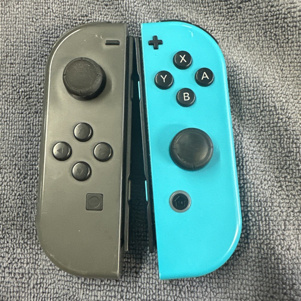 Nintendo Switch Joy-Con Pair Neon Blue Set L & R Tested Worn #1