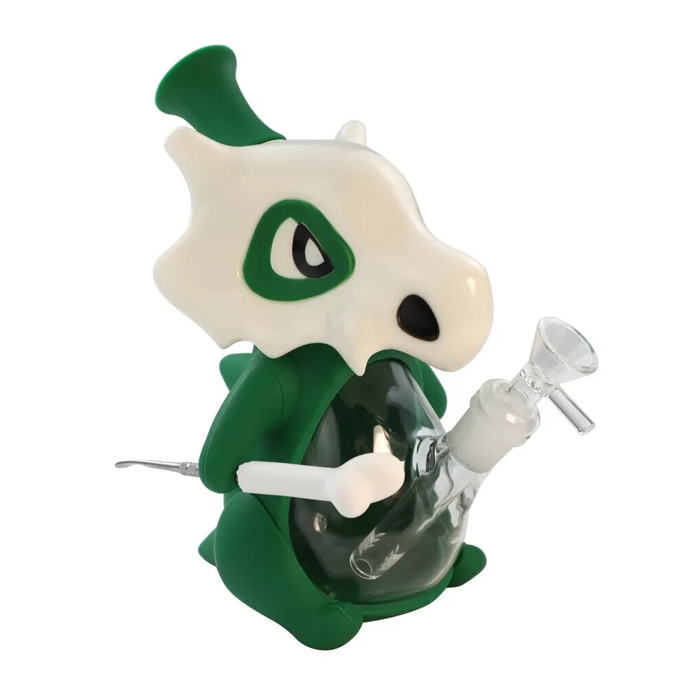 Green Cubone Pokémon Silicone Glass Bong Smoking Water Pipe With Bowl - Buy Now-image