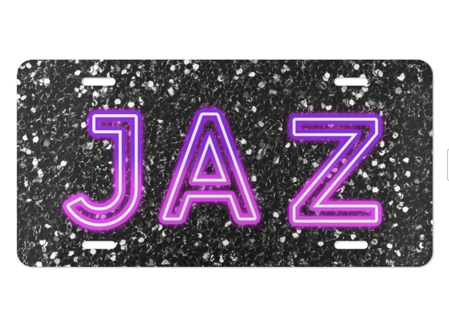 Custom Glitter Neon License Plate with Personalized Name in Aluminum-image