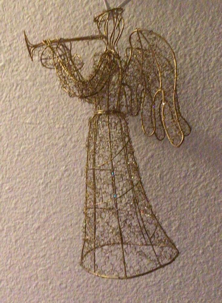 13” Angel Trumpet~Crafted Copper/Stainless Steel/Glitter Christmas Tree ~Topper~