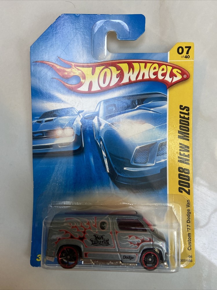 2008 Hot Wheels New Models Custom '77 Dodge Van Gray w/Flames 7