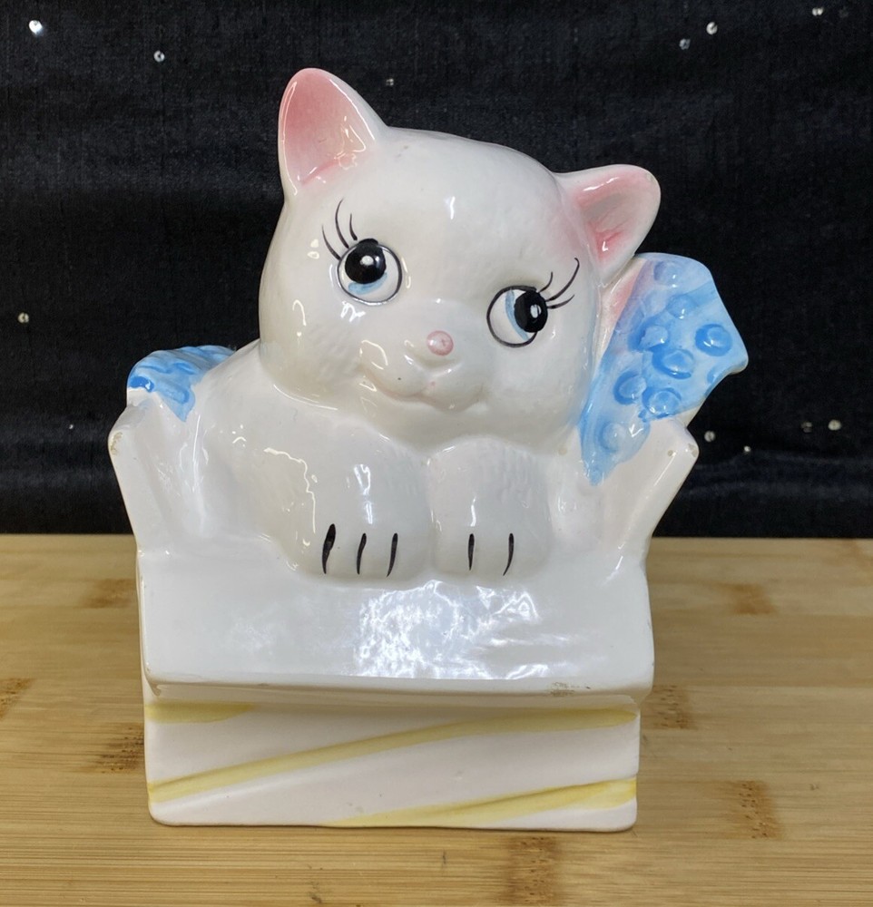 Baby Cat Piggy Bank Vintage Ceramic Coin Bank