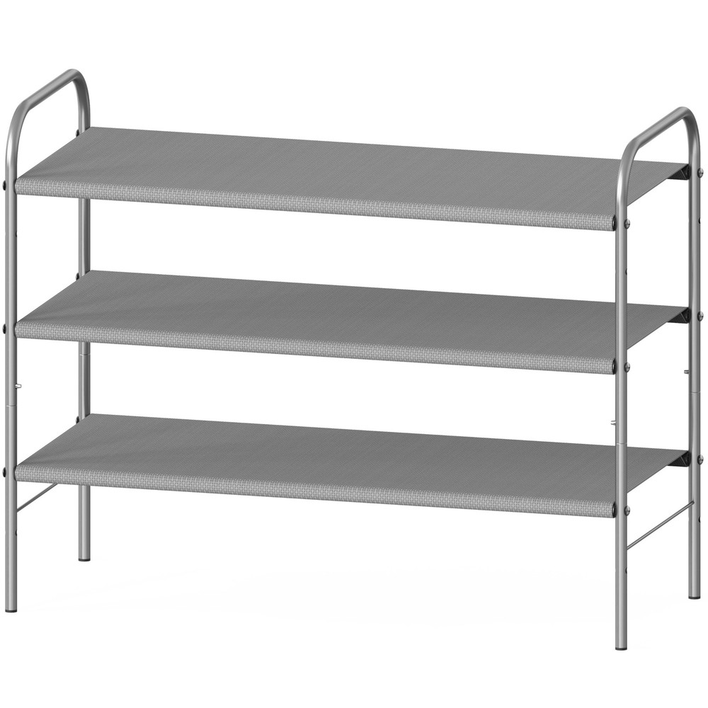 3-Tier Grey Shoe Rack Organizer – Space-Saving Shelf Holds 9 Pairs