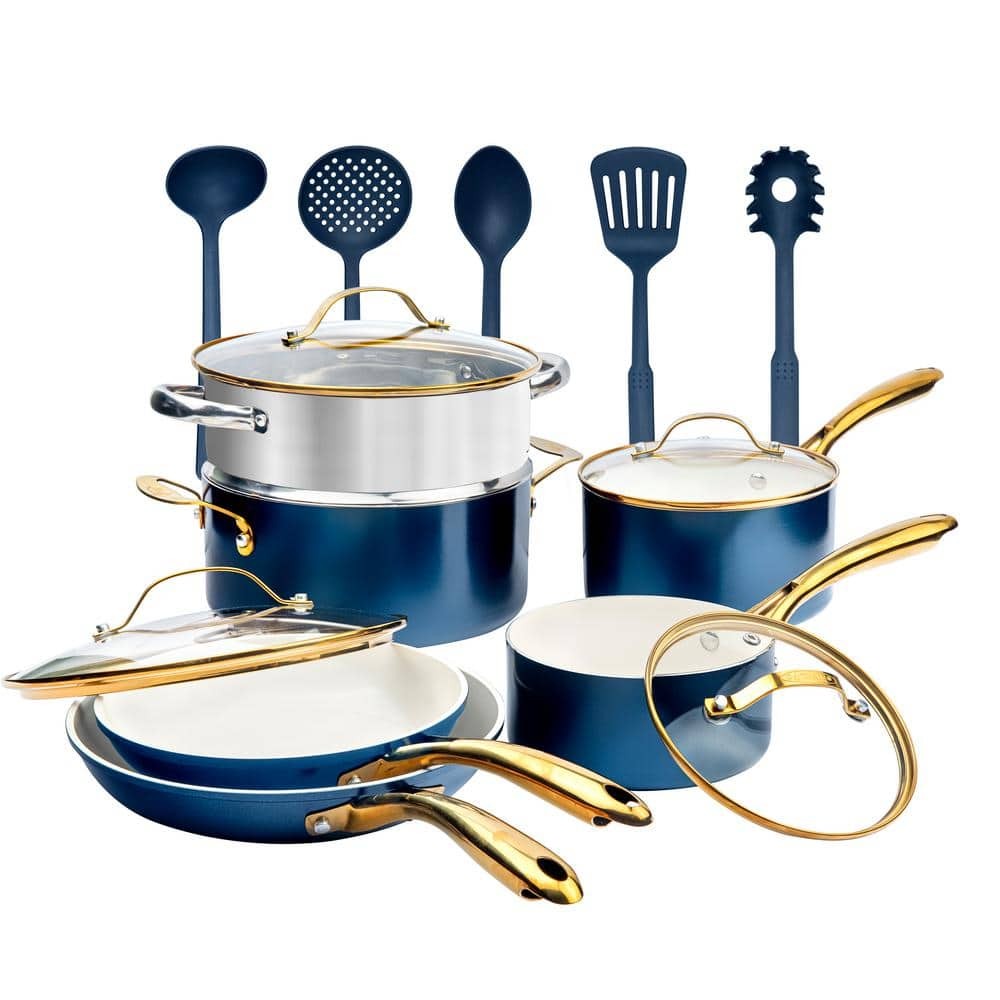 15-Piece Aluminum Ceramic Nonstick Cookware Set by Natural Collection