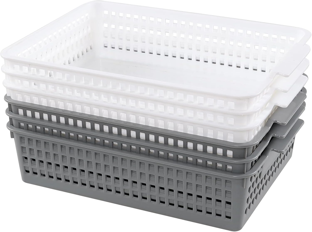 nsay Plastic A4 Paper Storage Basket Trays, 6 Packs