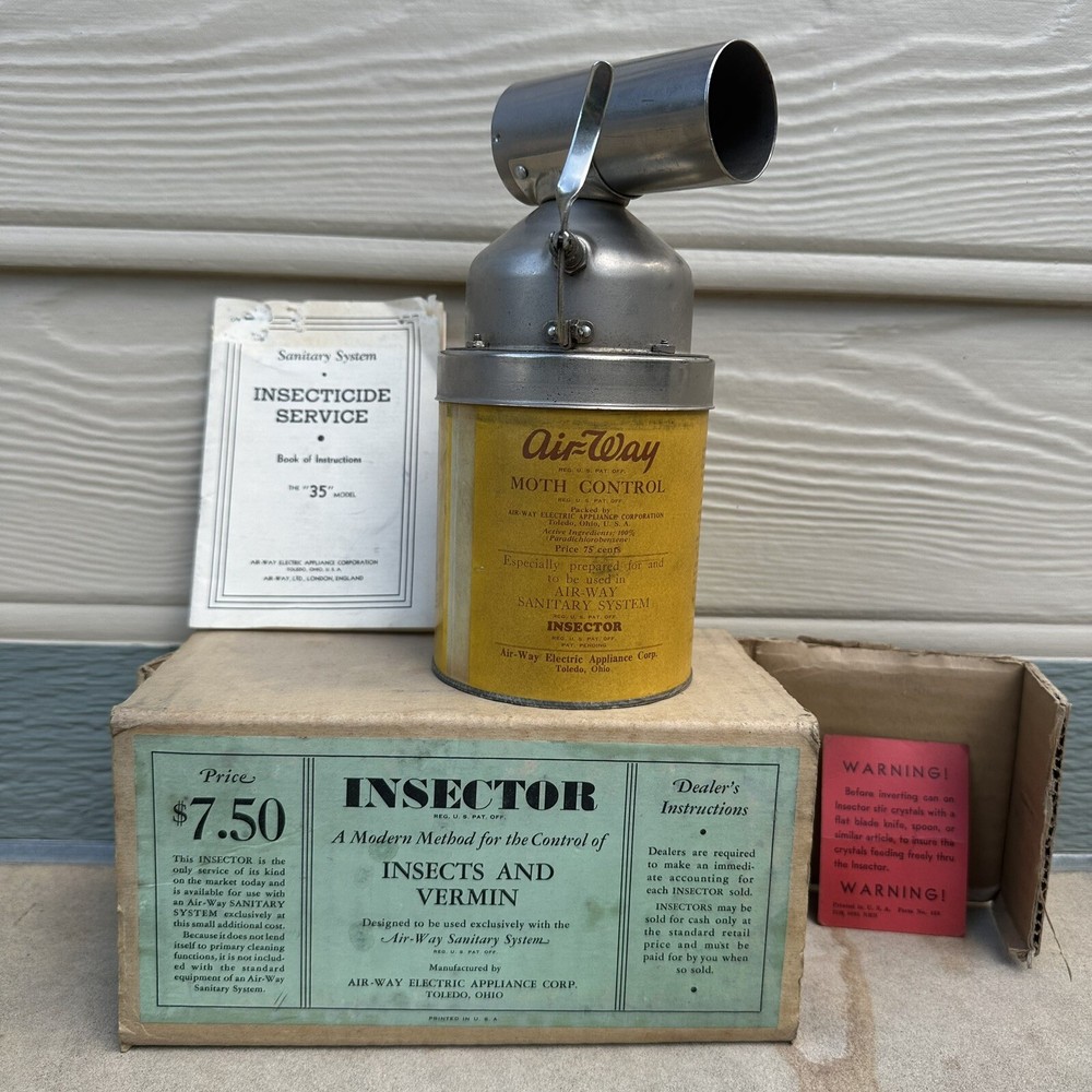 Vtg 1920's Air-Way Sanitation System Insector Vacuum Cleaner attm Museum Quality