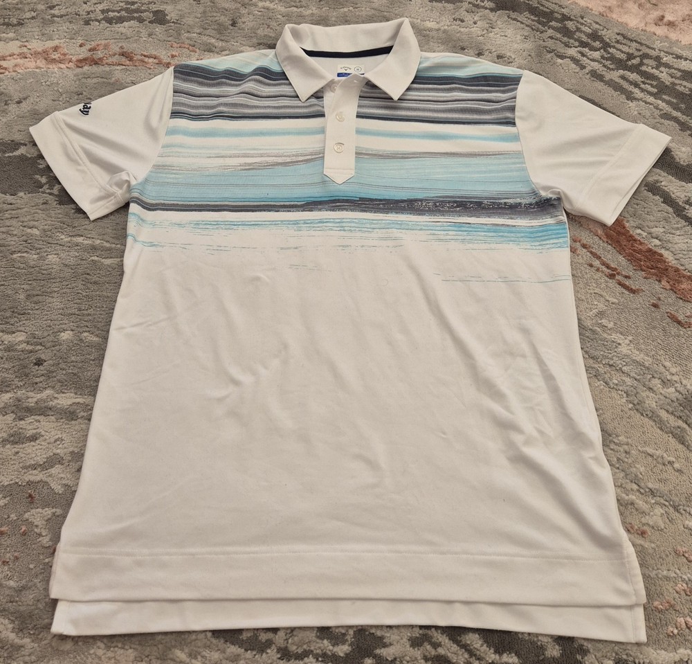 Callaway Golf Mens Cotton Striped Short Sleeve Polo Shirt Size XL