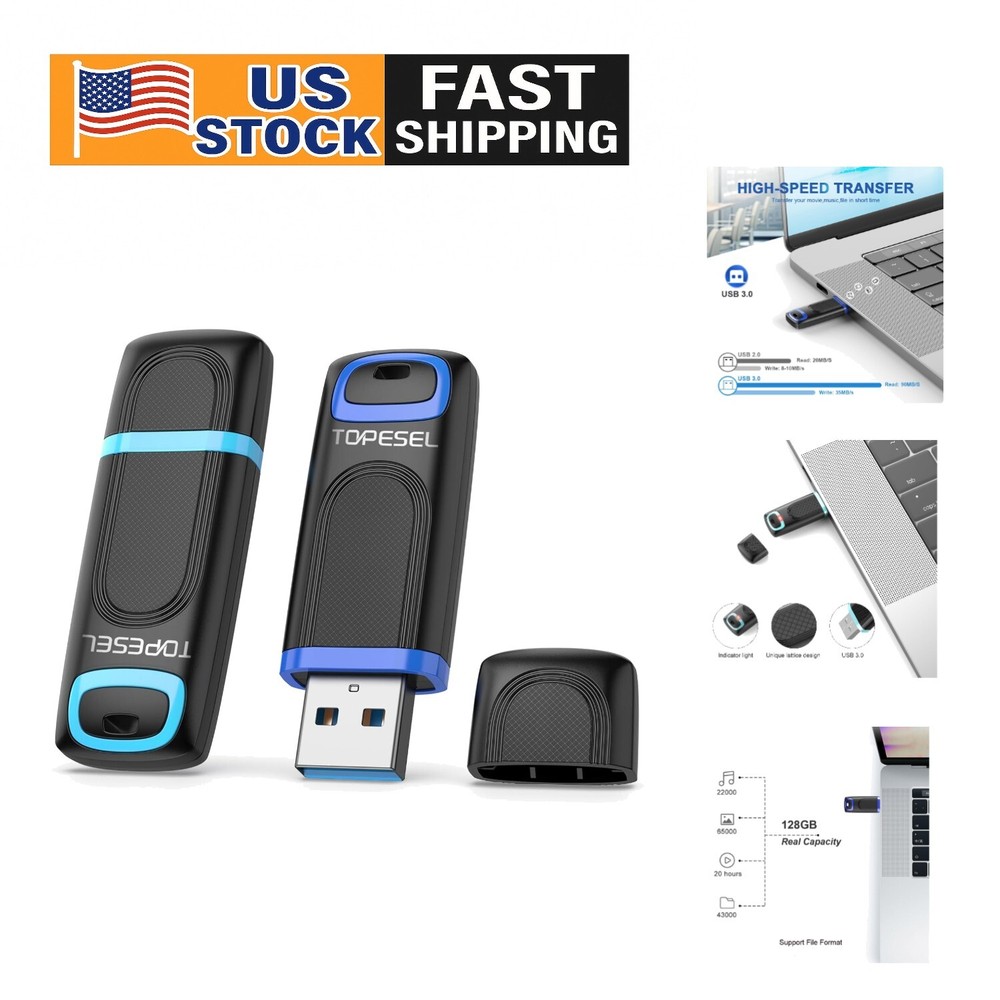 High-Speed 128GB USB 3.0 Flash Drive for Instant Plug & Play Media Storage
