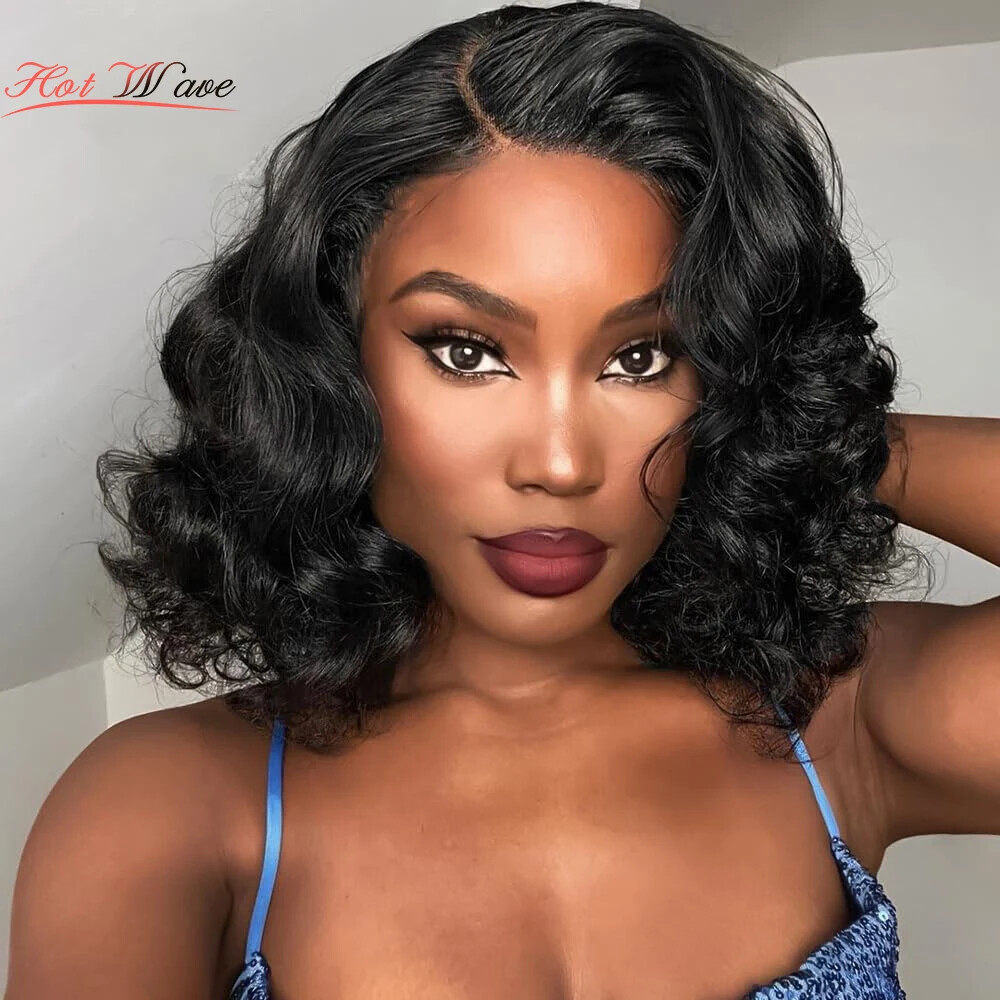 13x4 Transparent Lace Front Wig Pre-Plucked Short Bob Human Hair Body Wave